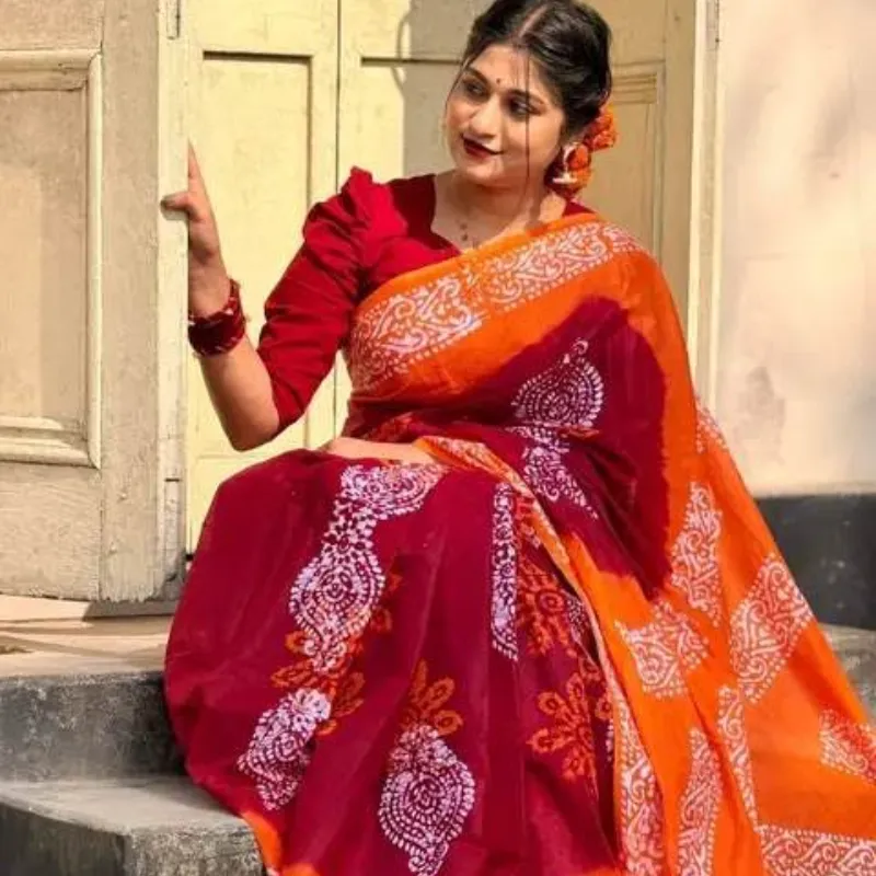 মোম বাটিক প্রিন্ট শাড়ি