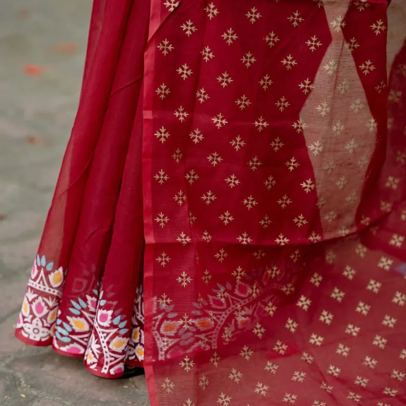 হাফ সিল্ক স্কিন প্রিন্ট শাড়ি