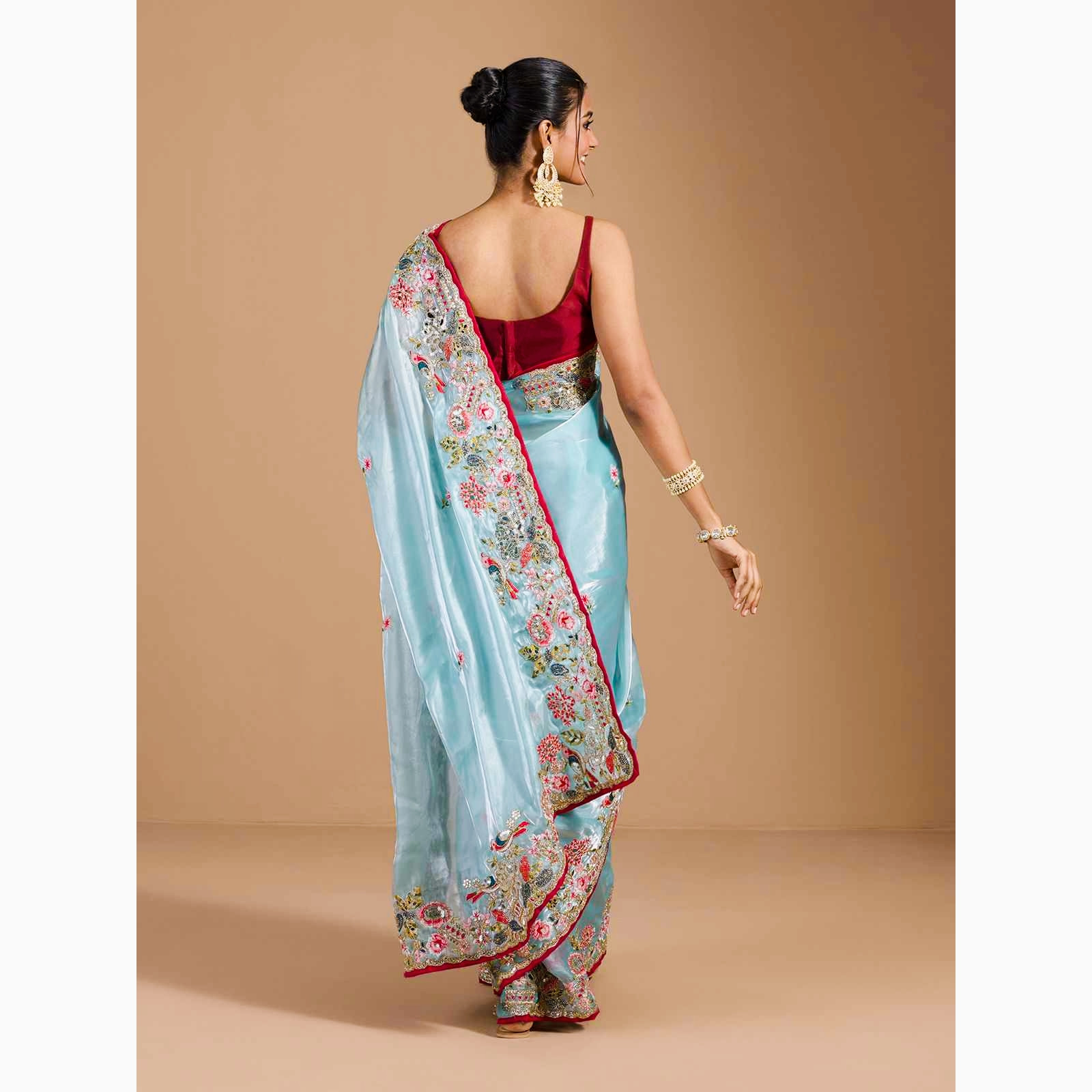 Pure Soft Simmy Cho with Heavy Embroidery Multi Treads, Coding & Sequins , Work & Fancy CutWork In Work With Piping border